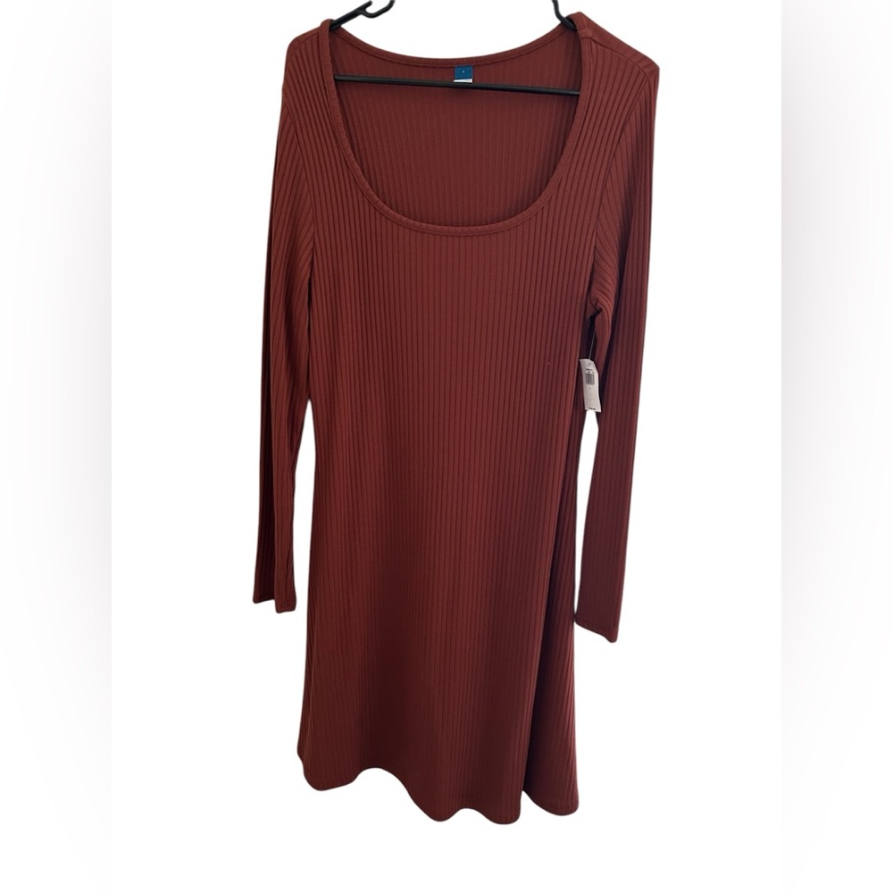 Old Navy Burgundy Ribbed Women’s Dress Size Large‎ Scoop Neck New